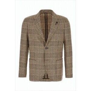 Lardini Tailored Plaid Blazer With Single-Button Closure - NWT